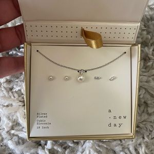 A new day; sterling silver cubic zirconia. 18” necklace New in box